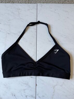 GYMSHARK Minimal Halter Bra - Black - Size Small - NWT